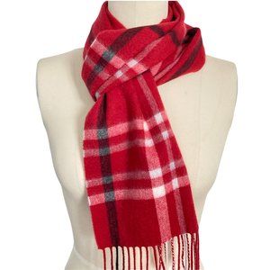 Charter Club | 100% Cashmere Red Tartan Plaid Scarf with Fringe, OS
